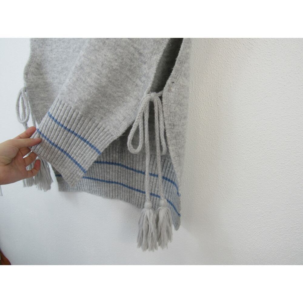 Free People Poncho Sweater One Size All Star Striped Sleeveless Vest Tassel - Picture 5 of 7